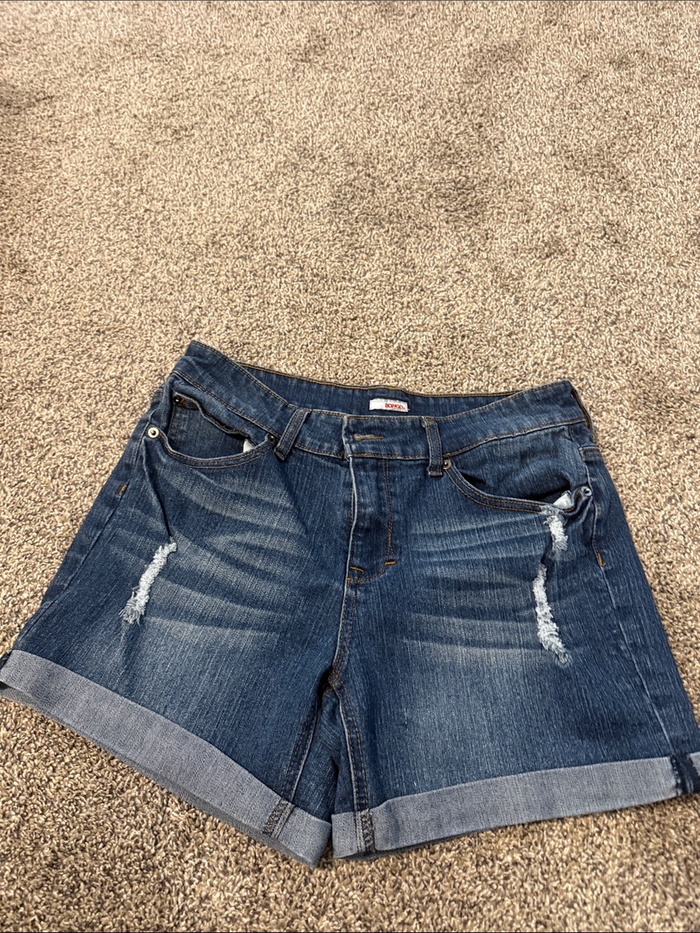 BONGO Dark Blue Distressed Cuffed Denim Shorts